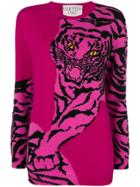 Valentino Tiger-intarsia Jumper - Pink & Purple
