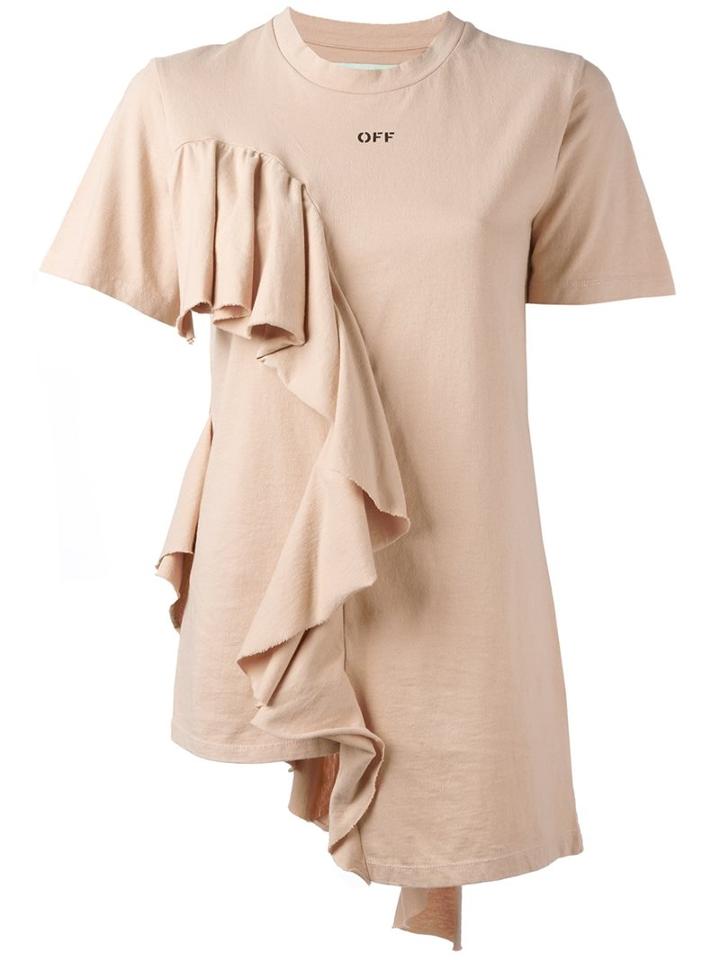 Off-white Ruffle T-shirt, Women's, Size: Xxs, Nude/neutrals, Cotton