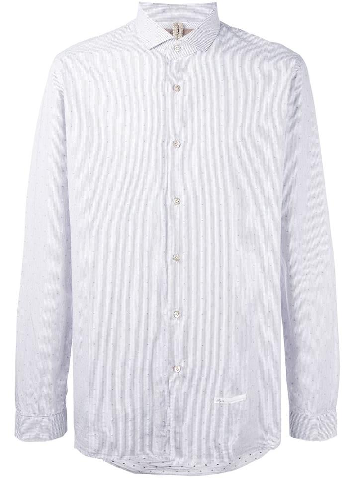 Dnl Striped Cut-away Shirt, Men's, Size: 42, White, Cotton/polyamide