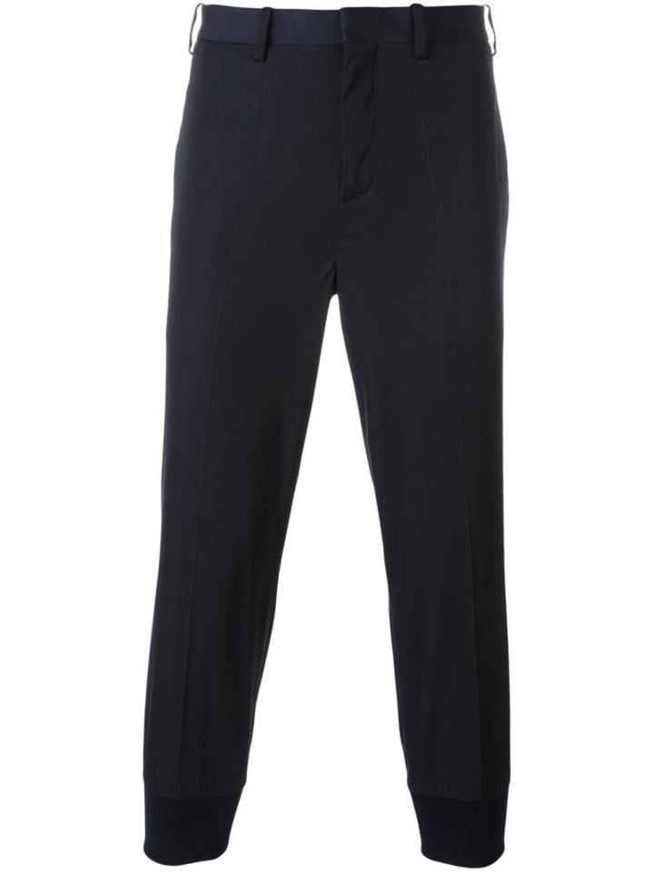 Neil Barrett Tapered Tailored Trousers, Men's, Size: 50, Blue, Cotton/cupro/modal/polyurethane