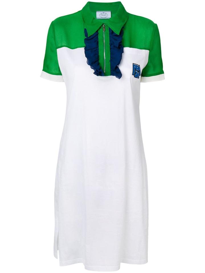 Prada Ruffle Trimmed Polo-dress - White