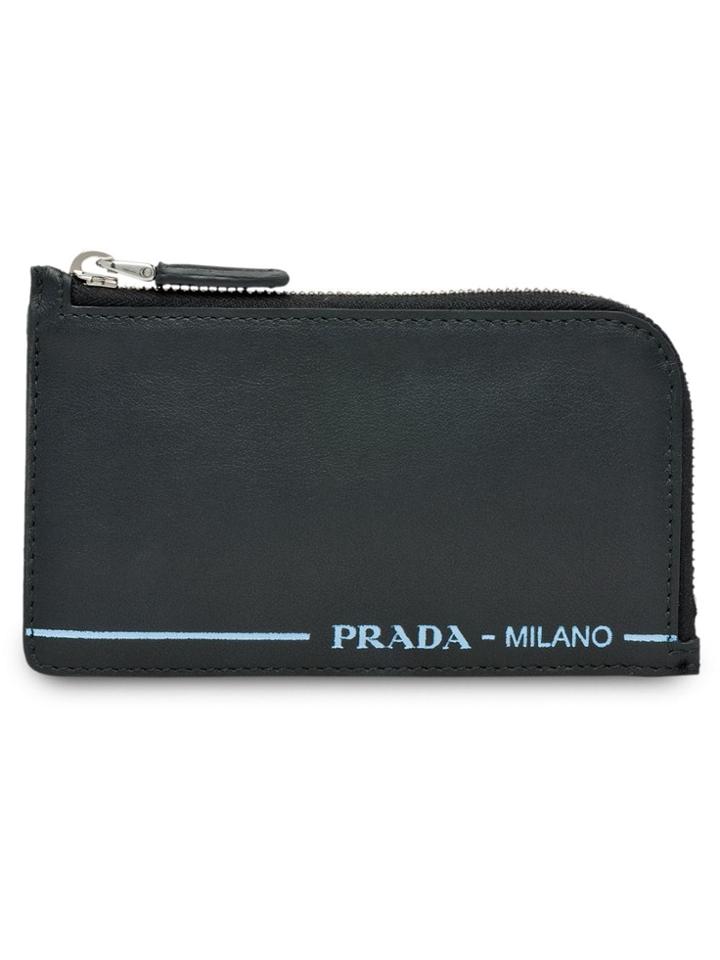 Prada Logo Print Credit Card Holder - Black