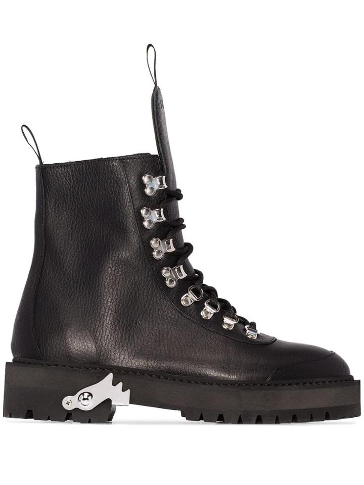 Off-white Lace-up Hiking Boots - Black