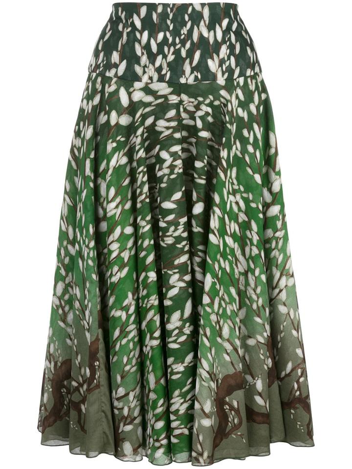 Samantha Sung Aster Branch Pattern Skirt - Green