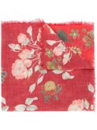 Alexander Mcqueen Floral Raw Edge Scarf - Red