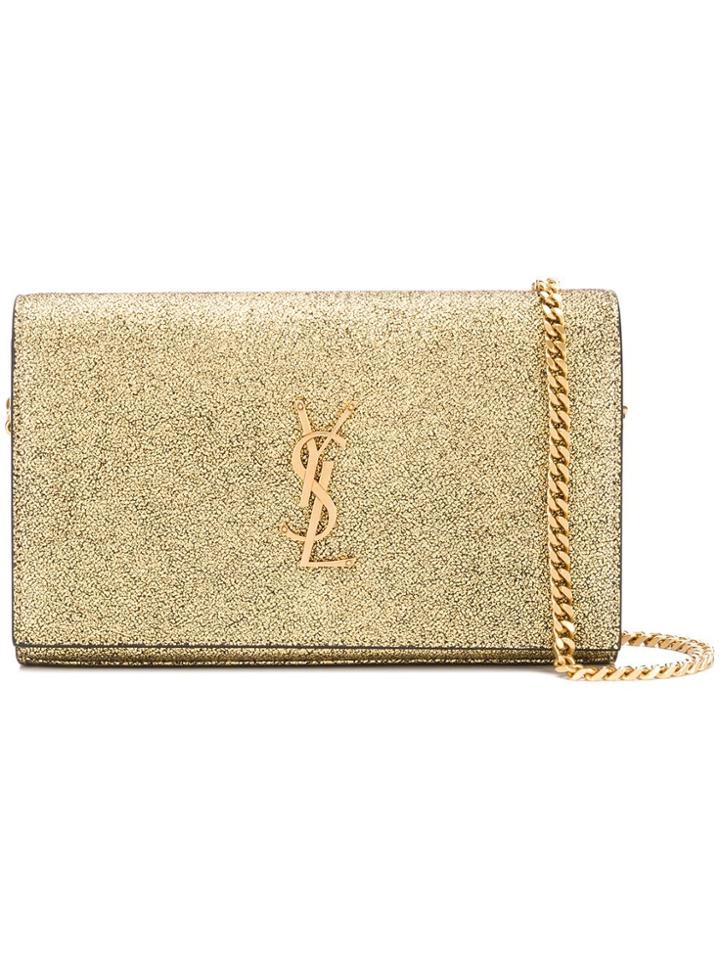 Saint Laurent Monogram Wallet On Chain - Gold