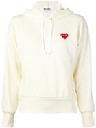 Comme Des Garçons Play Logo Patch Hoodie, Women's, Size: Large, White, Polyester