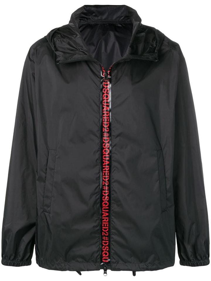 Dsquared2 Hooded Logo Windbreaker - Black