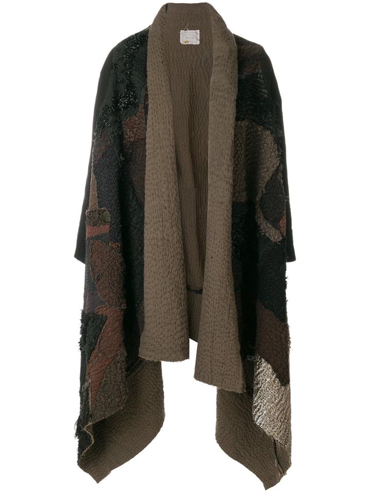 By Walid Patched Drape Front Cape Coat - Black