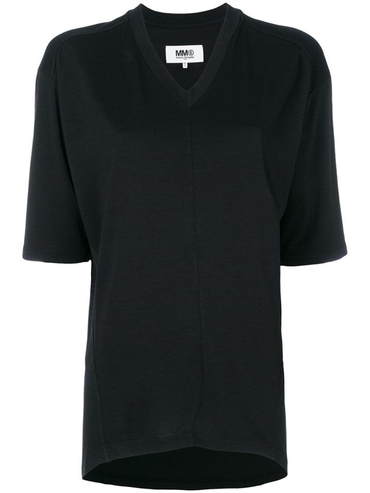 Mm6 Maison Margiela V-neck Fitted Top - Black