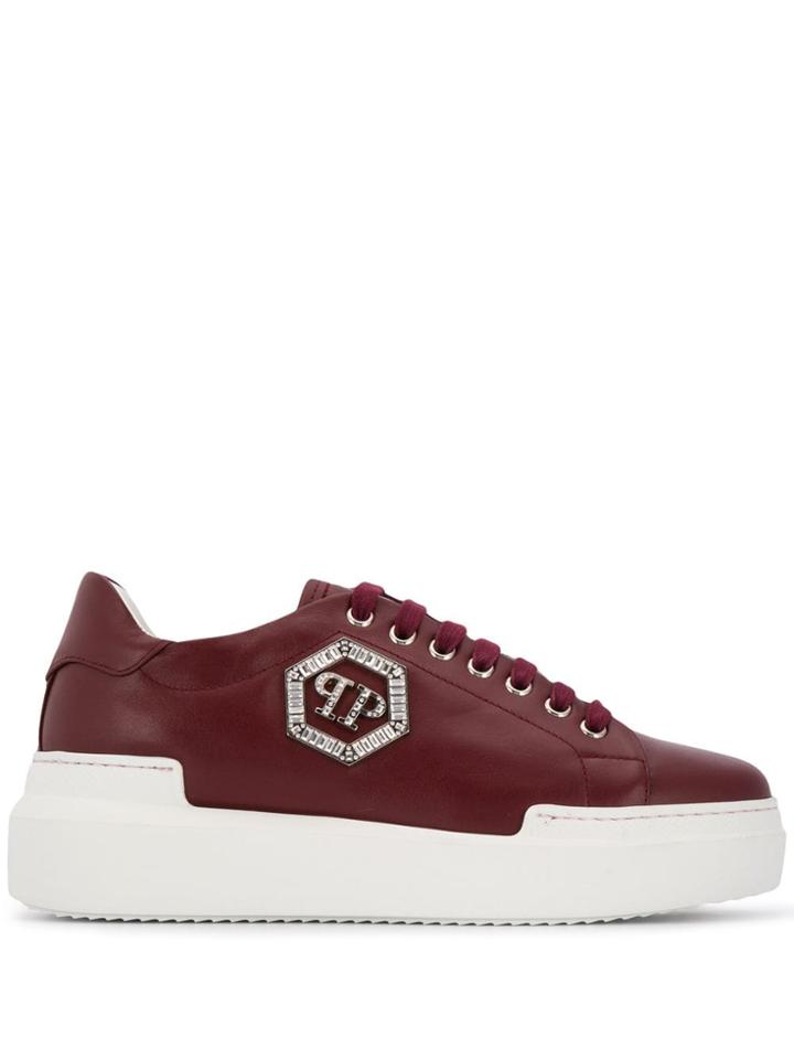 Philipp Plein Lo-top Crystal Sneakers - Red