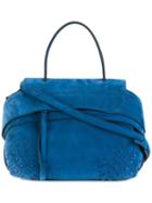 Tod's Fold-over Closure Tote, Women's, Blue, Leather