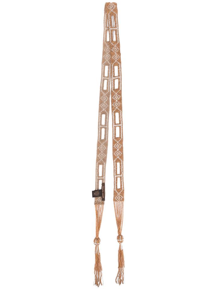 Roberto Cavalli - Beaded Embroidery Scarf - Women - Polyamide - One Size, Nude/neutrals, Polyamide