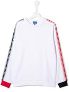 Fay Kids Teen Side Logo Stripe Sweatshirt - White