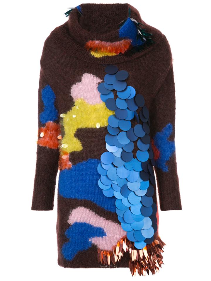 Delpozo Sequinned Long Jumper - Multicolour