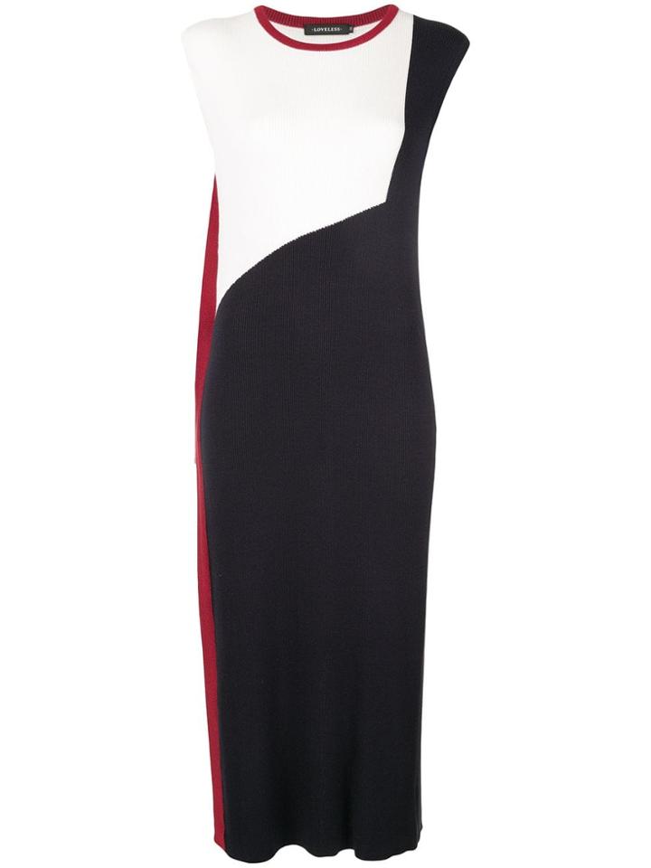 Loveless Contrast Panel Knit Dress - White
