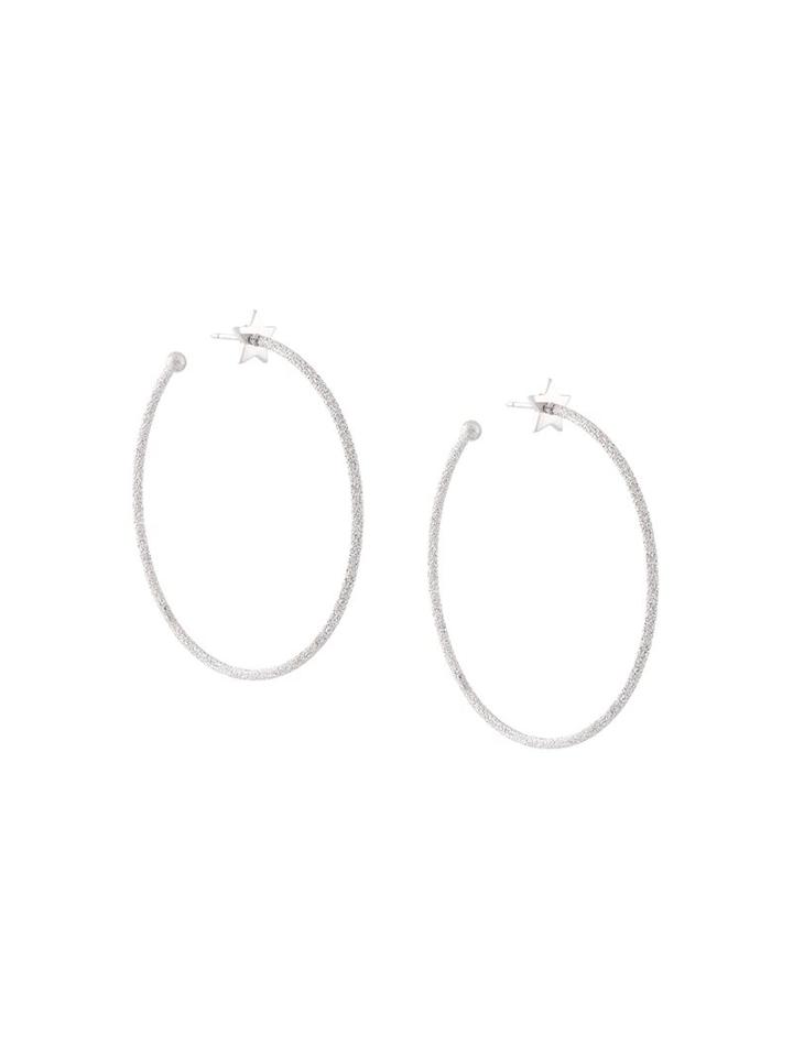 Carolina Bucci 18kt White Gold 'superstellar' Sparkly And Shiny Star Hoop Earrings, Women's, Metallic