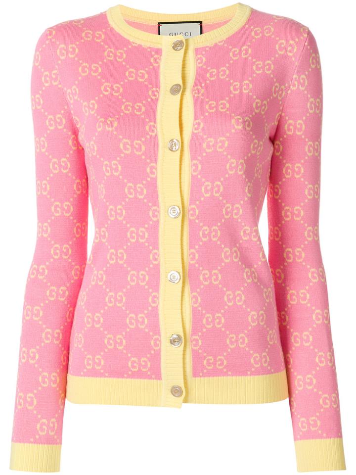 Gucci Gg Jacquard Cardigan - Pink & Purple