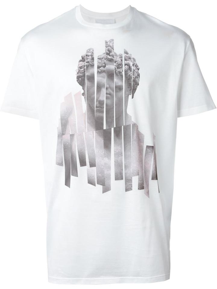 Neil Barrett Statue Print T-shirt, Men's, Size: Xl, White, Cotton
