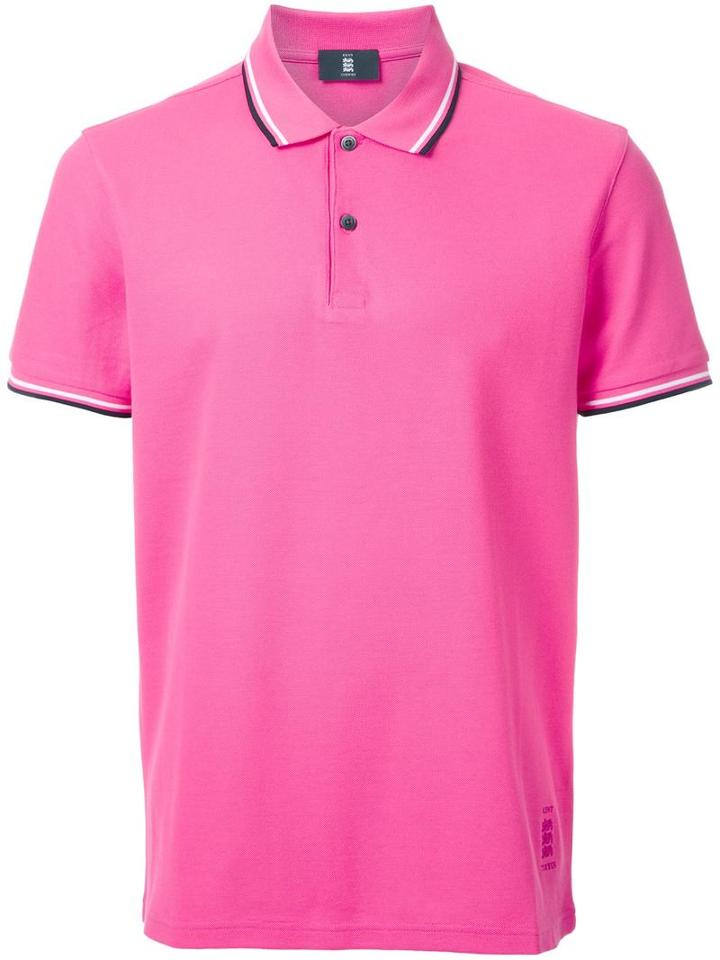 Kent & Curwen Striped Collar Polo Shirt, Men's, Size: Small, Pink/purple, Cotton
