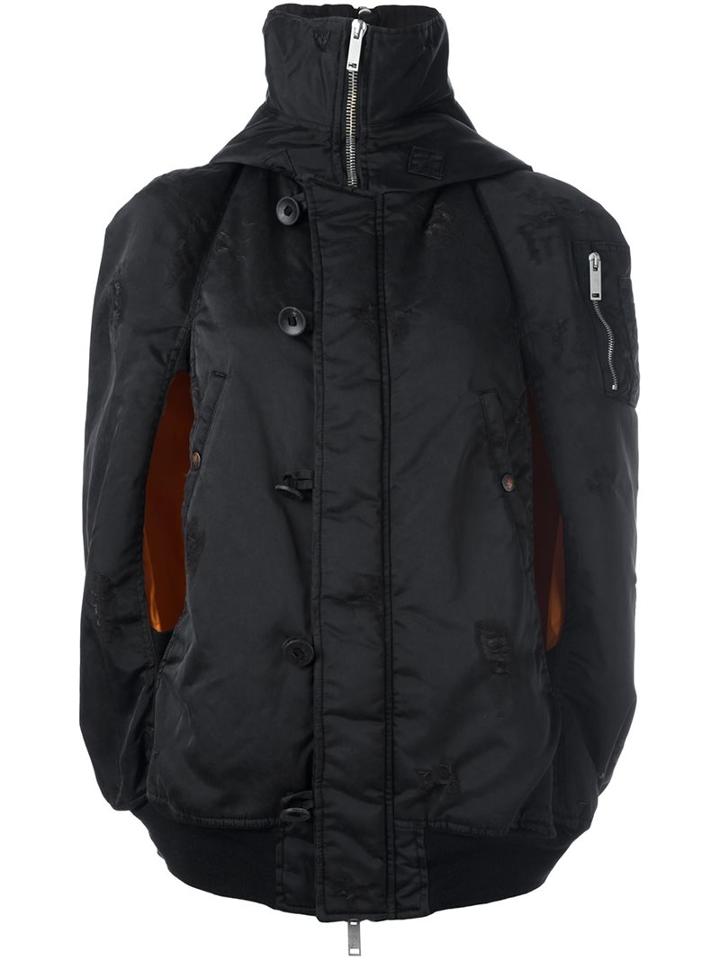 Unravel Contrast Collar Cape Style Puffer Jacket