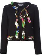 Boutique Moschino Printed Scarf Detail Jacket, Women's, Size: 40, Black, Triacetate/polyester/acetate/silk