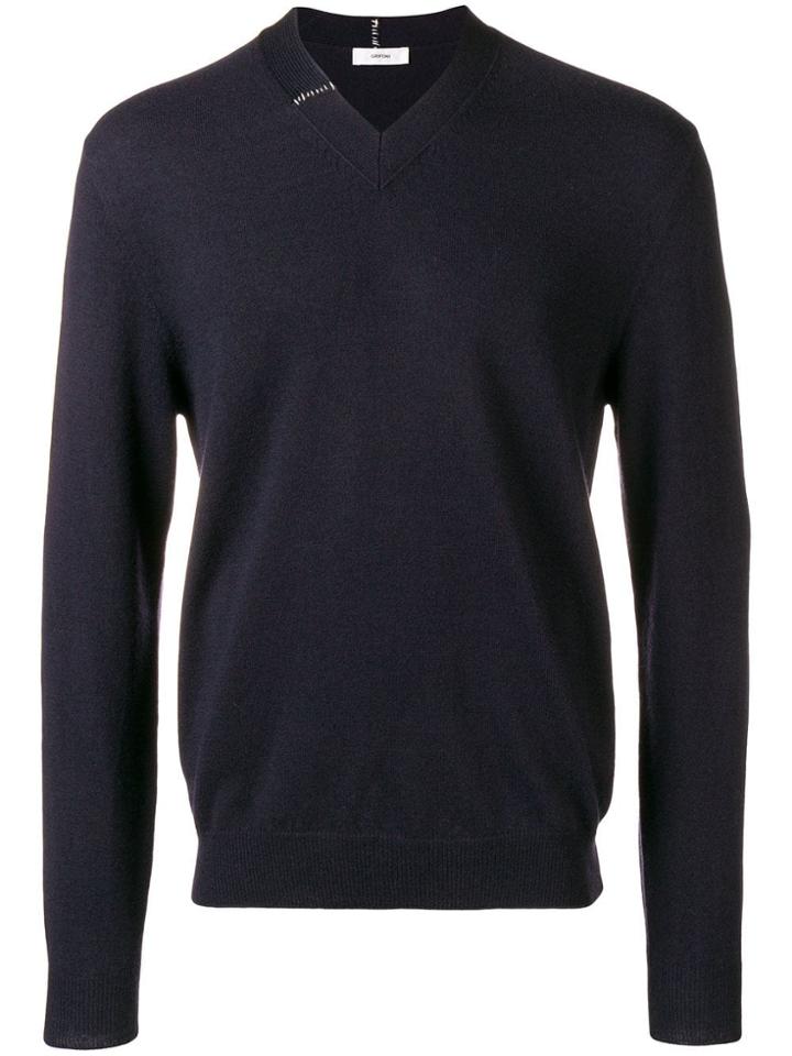 Mauro Grifoni V Neck Detail Sweater - Blue