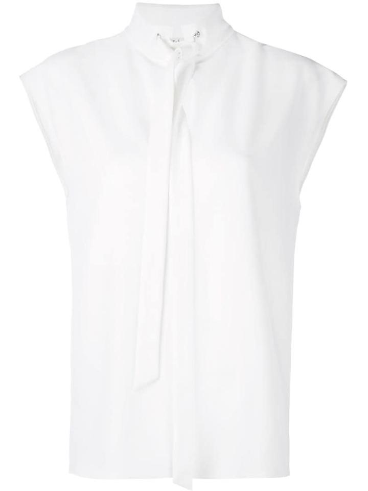 Tibi Structured Neck Tie Top - White