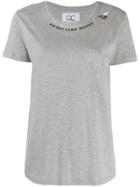 Quantum Courage Slogan Embroidered T-shirt - Grey