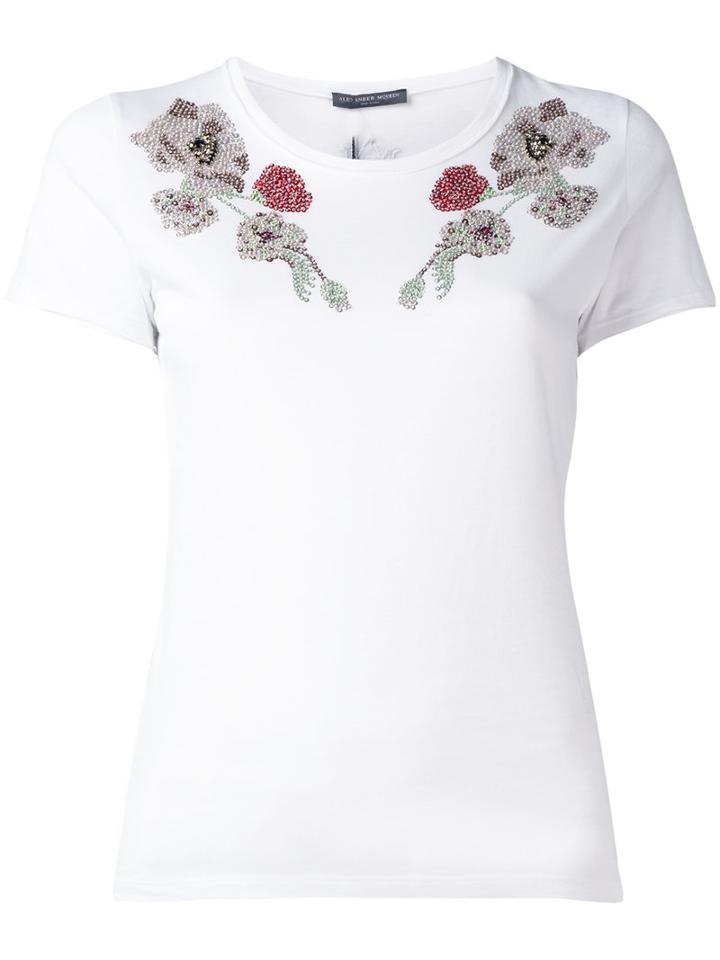 Alexander Mcqueen Embroidered T-shirt, Women's, Size: 40, White, Cotton/plastic/glass/metal (other)
