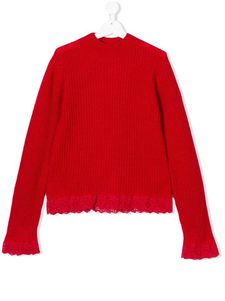 Moncler Kids English Embroidery Jumper - Red