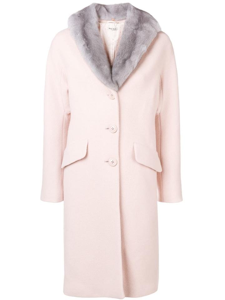 Miu Miu Mink Fur Collar Midi Coat - Pink