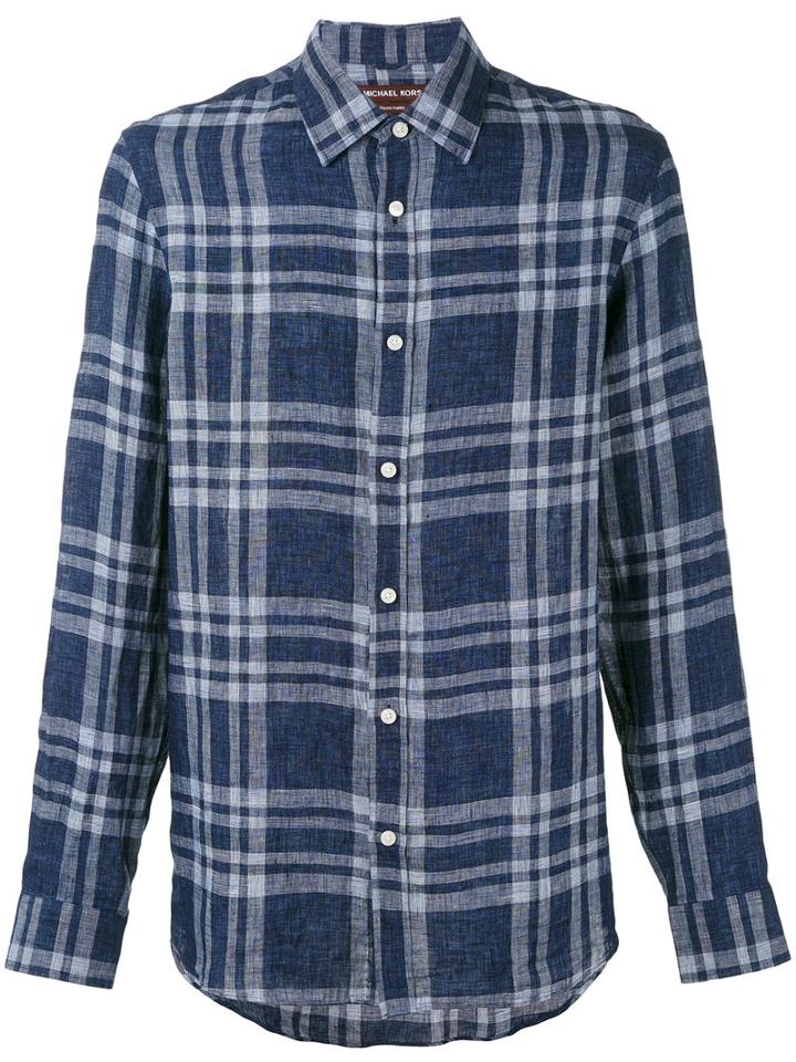 Michael Michael Kors - Checked Shirt - Men - Linen/flax - M, Blue, Linen/flax