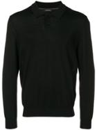 Z Zegna Long-sleeve Fitted Polo Top - Black