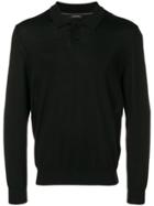 Z Zegna Long-sleeve Fitted Polo Top - Black