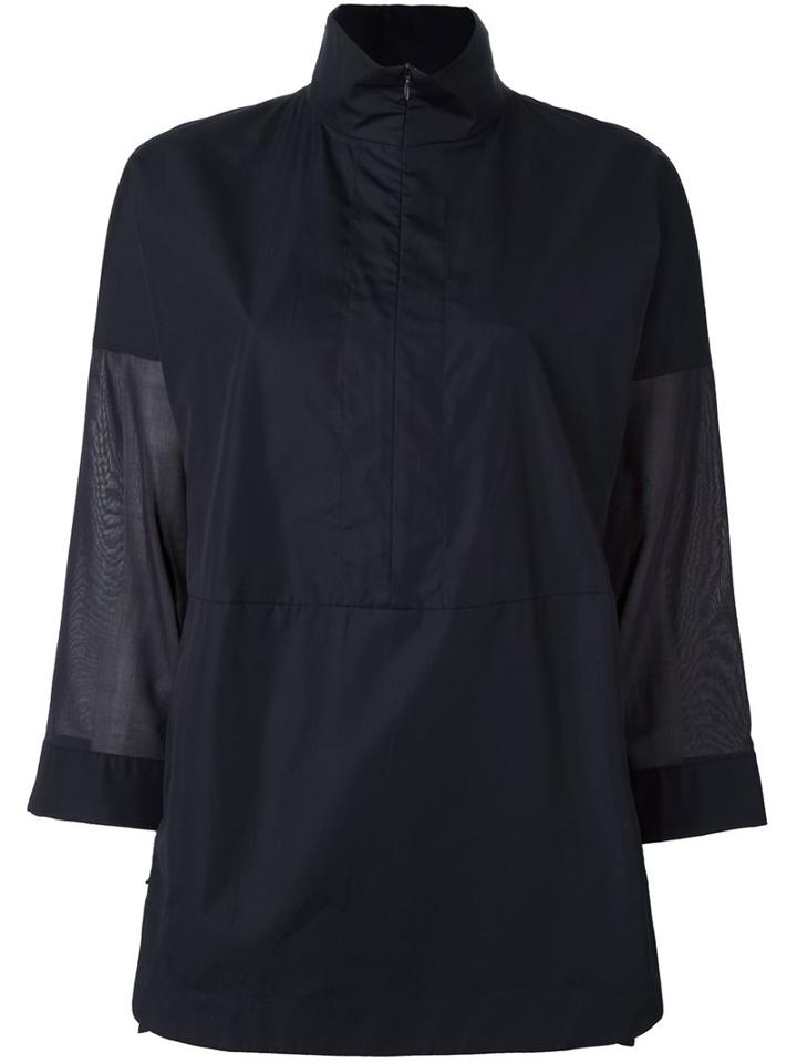 Akris Punto Sheer Sleeve Zipped Top