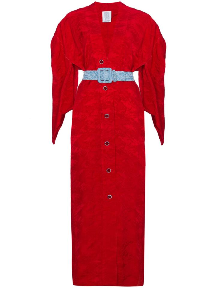Rosie Assoulin Kimono Jacquard Dress - Red