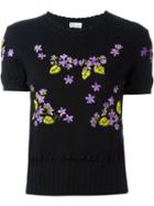 Red Valentino Floral Embroidery Knit Top