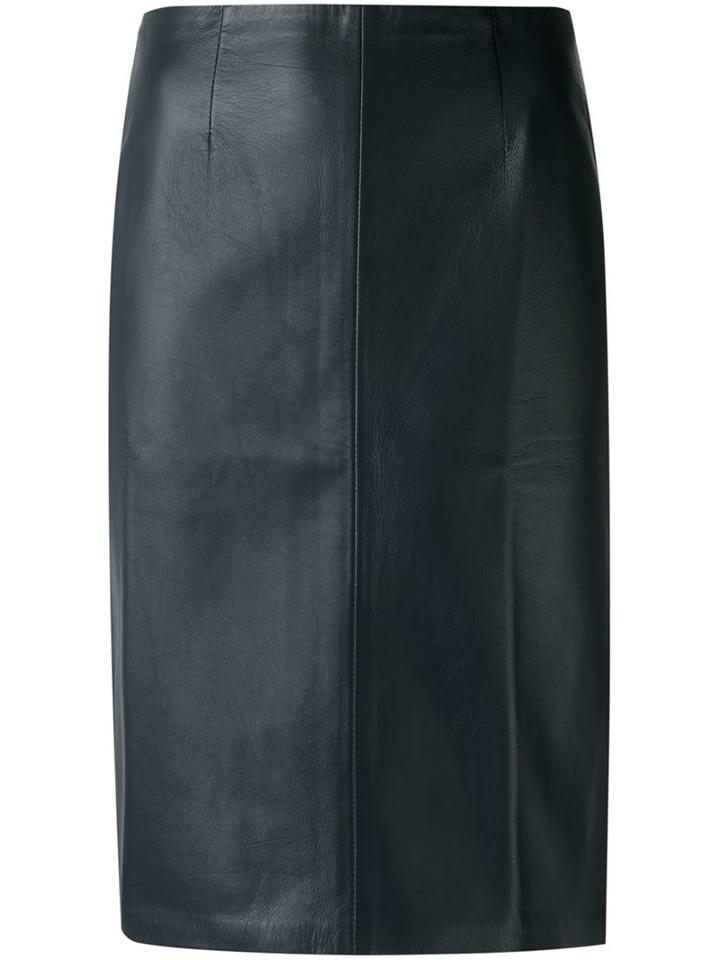 Egrey Leather Skirt, Women's, Size: 36, Blue, Leather