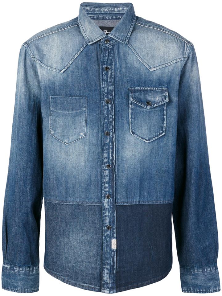 7 For All Mankind Patchwork Denim Shirt - Blue