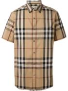 Burberry Brit Shortsleeved Checked Shirt, Men's, Size: Xl, Brown, Cotton/polyamide/spandex/elastane