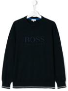 Boss Kids Embroidered Logo Jumper, Boy's, Size: 14 Yrs, Blue