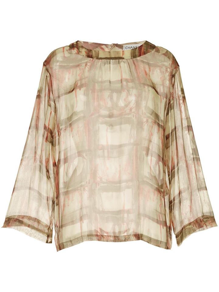 Chanel Pre-owned Long Sleeve Sheer Top - Multicolour