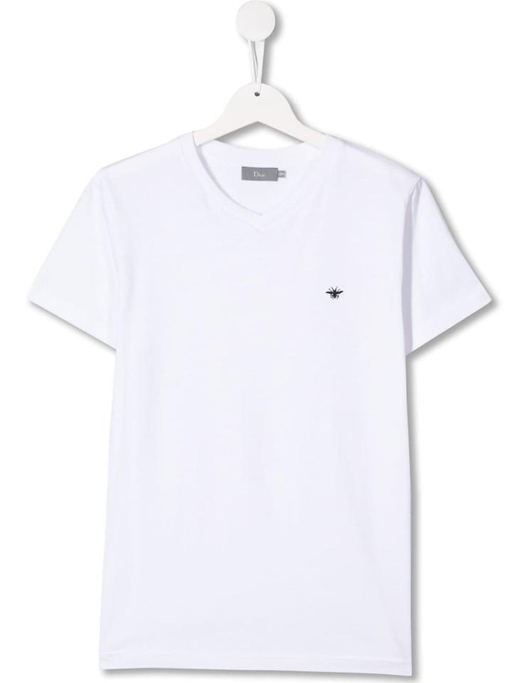 Baby Dior Bug Logo V-neck T-shirt - White
