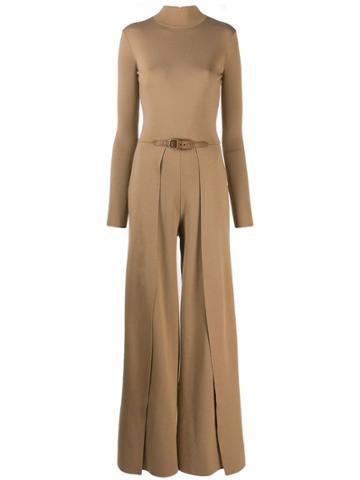Ralph Lauren Collection Long-sleeve Flared Jumpsuit - Brown