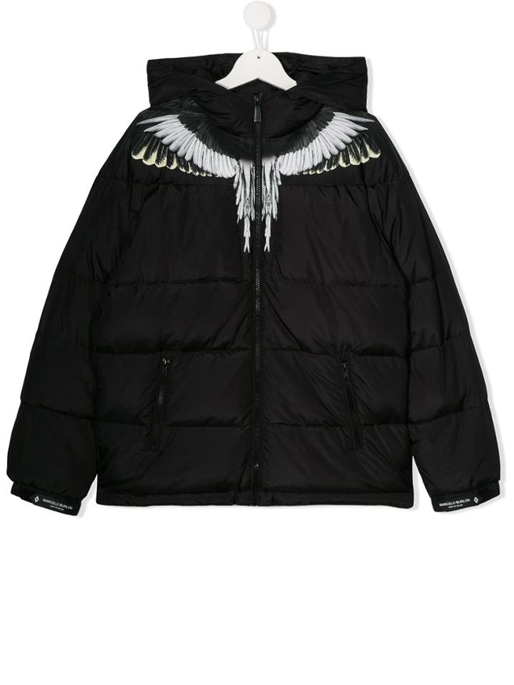 Marcelo Burlon County Of Milan Kids Eagle Print Puffer Jacket - Black