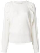 Chloé Ribbed Ruffle Detail Sweater - Nude & Neutrals
