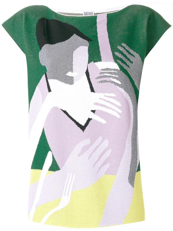 Arthur Arbesser Hands Print Shift Top - Green