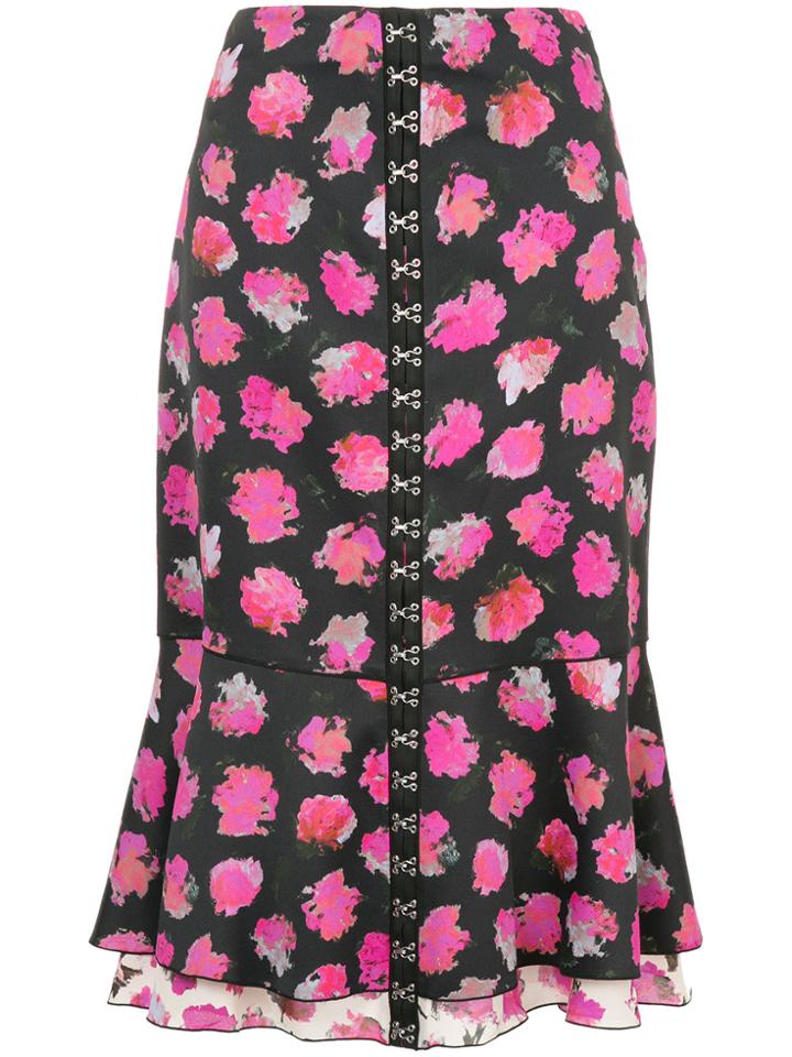 Proenza Schouler Floral Flared Midi Skirt - Black