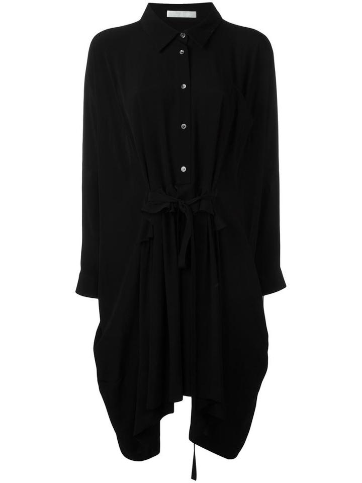 Peter Jensen Ruffled Front Shirt Dress, Women's, Size: Medium, Black, Viscose